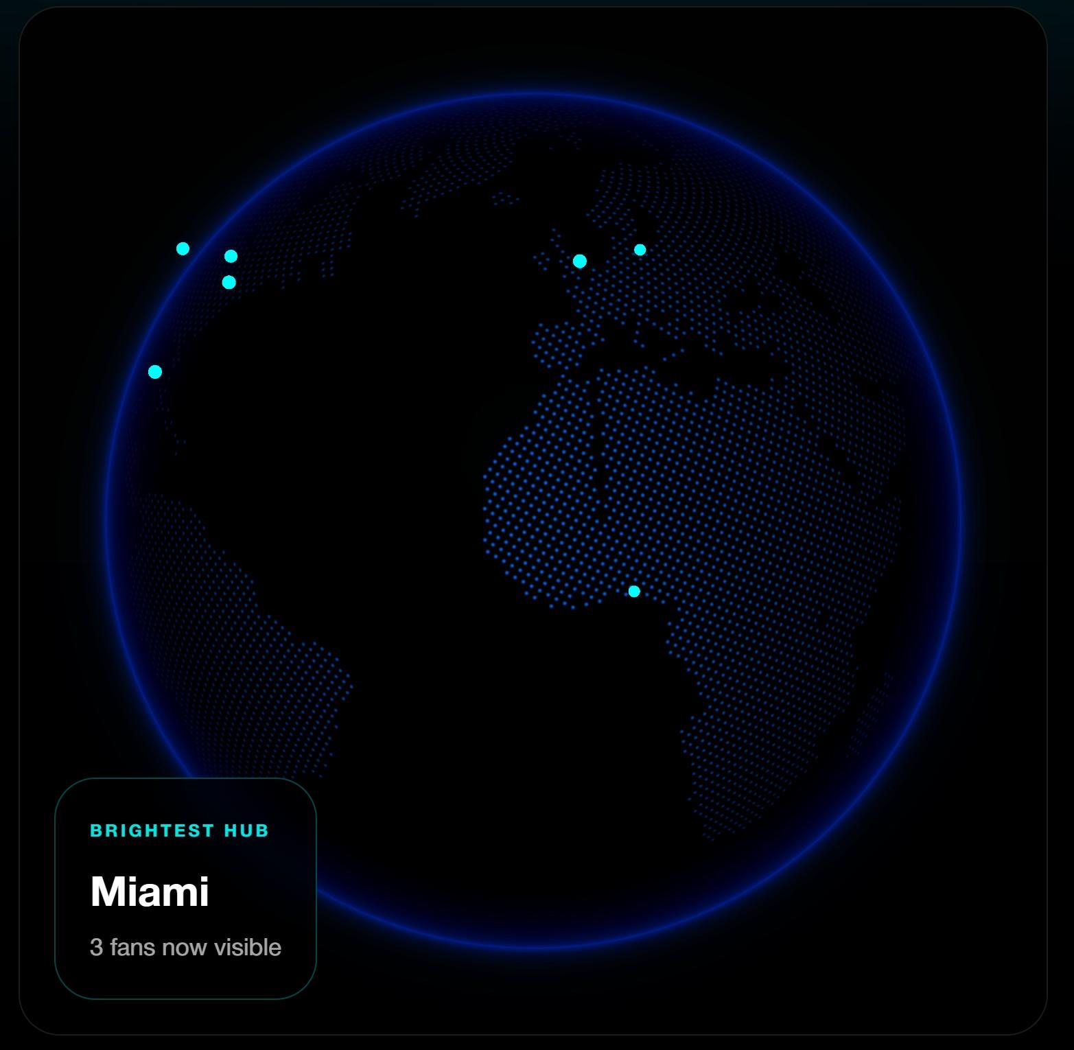 Patchline fan globe showing audience activity around the world