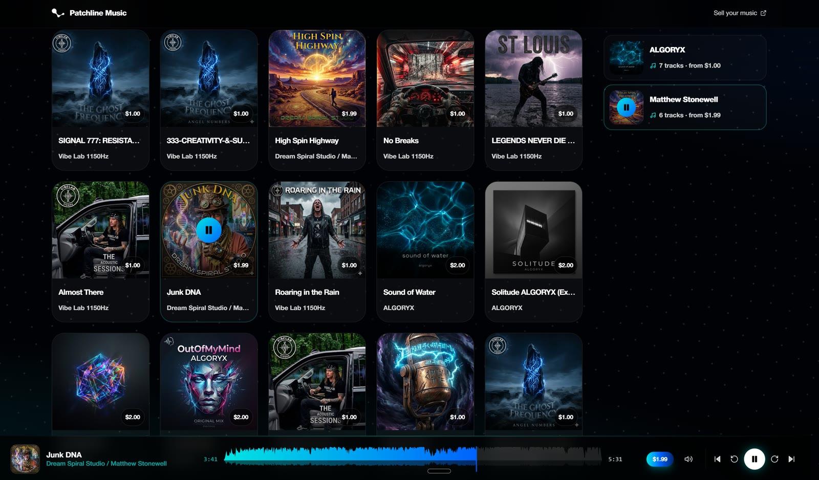 The Patchline Music marketplace where fans discover and buy releases