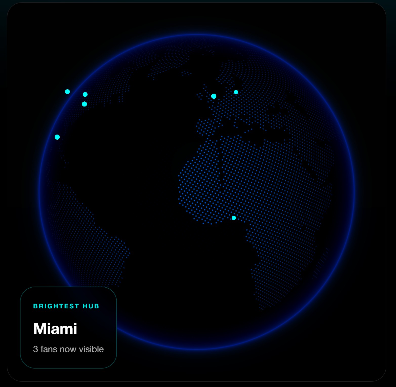 Patchline fan globe showing audience activity around the world