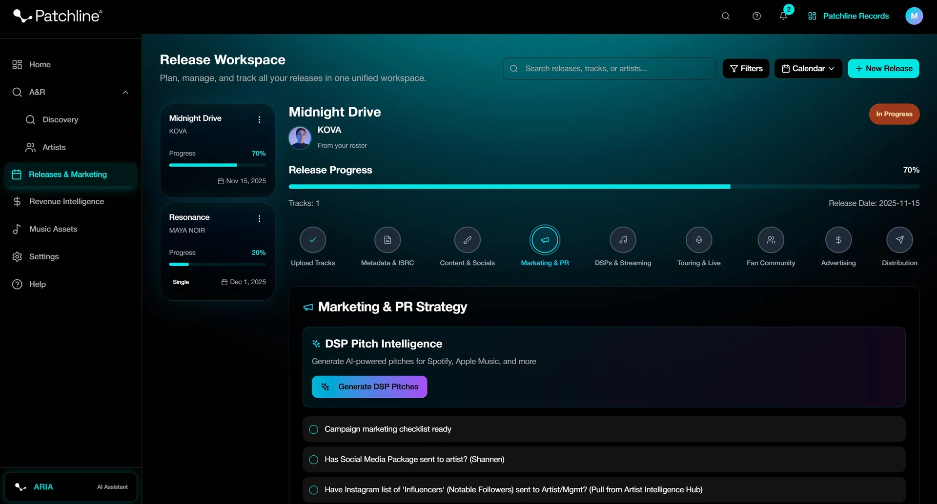 Release & Marketing Planner Agent Interface